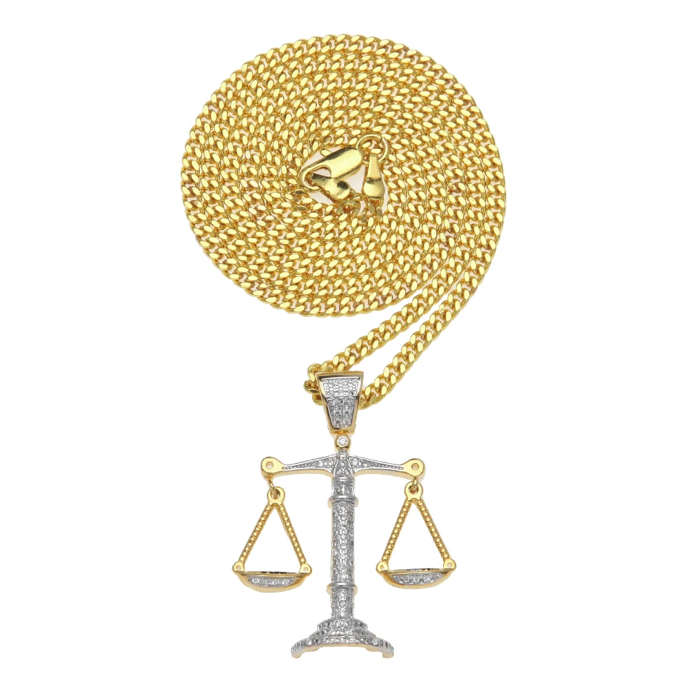 2017 New Hip Hop Jewelry Justice Balance Scales Pendant Necklace Men