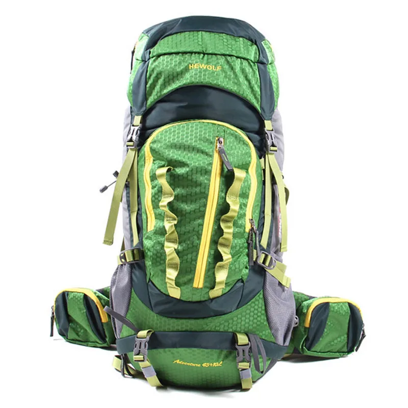 

Hewolf 45L+10L Unisex Climbing Bag Waterproof Nylon Material Travel Camping Sport Outdoor Backpack Bags 04-0024