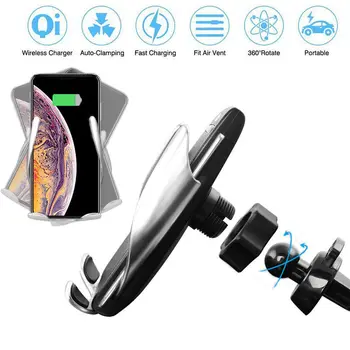 2019 Automatic Clamping Wireless Car Charger Mount For IPhone Xs Max 8 Fast Charger Air Vent Phone Holder 360 Degree Rotation
