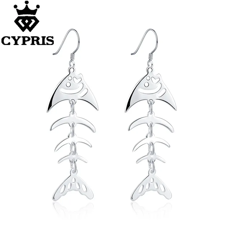 

Super Deal SUPER DEAL silver hot earrings fashion high quality 2018 CYPRIS wholesale promotion lady gift fancy dead fish bone