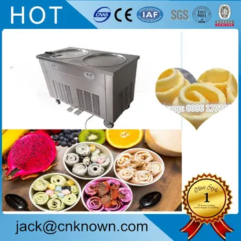 

2017 New designed manufacturer fried rolled double pan roll fried ice cream machine