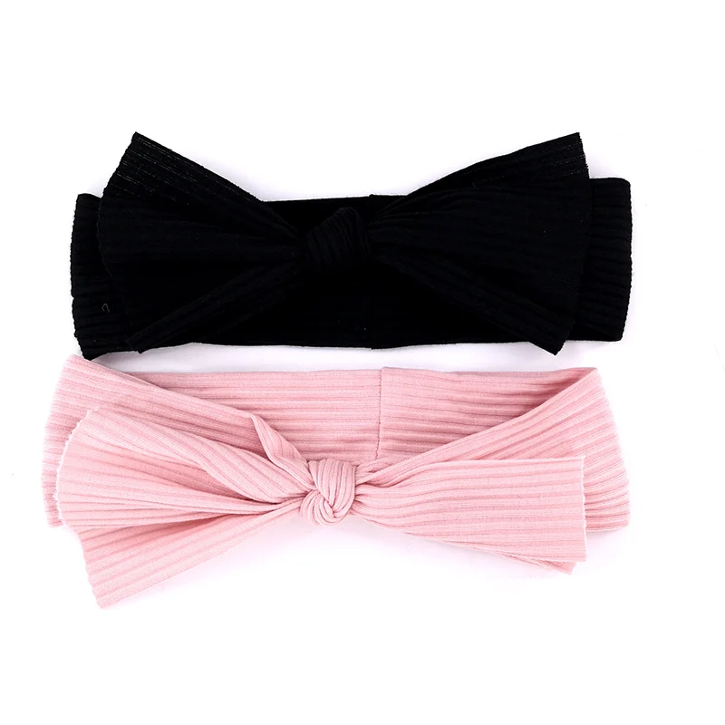 

Summer Soft Baby Girls Big Bow knot Cotton Headbands Cute Childs Kids Ribbed Elastic Headwear Hair Bands Accessories School Gift
