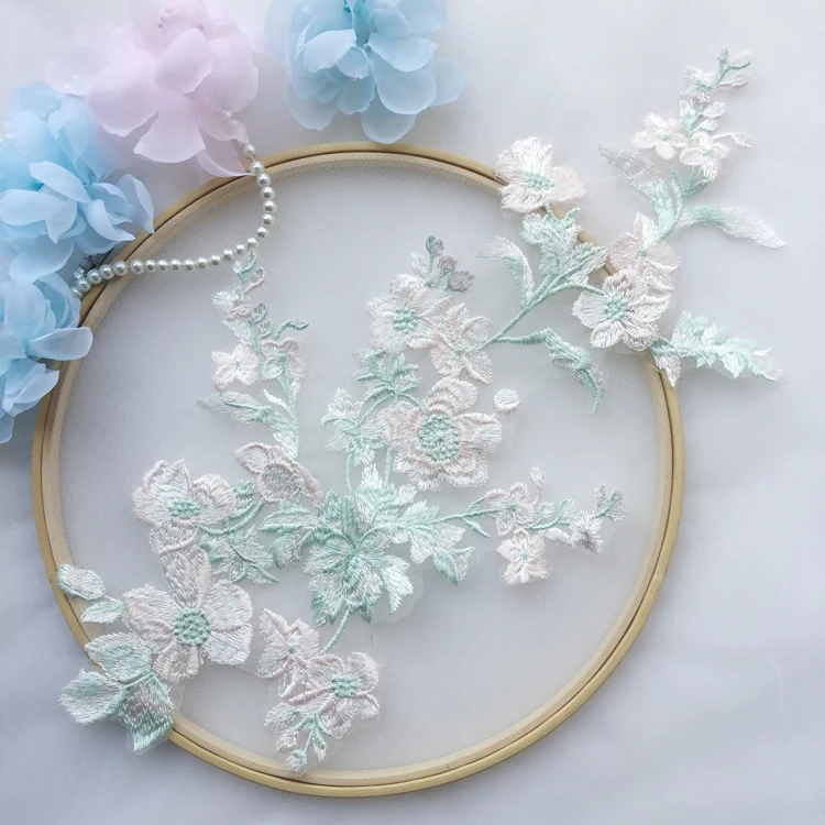 

Small fresh contrast color lace flower applique handmade diy material wedding dress stage clothing accessories