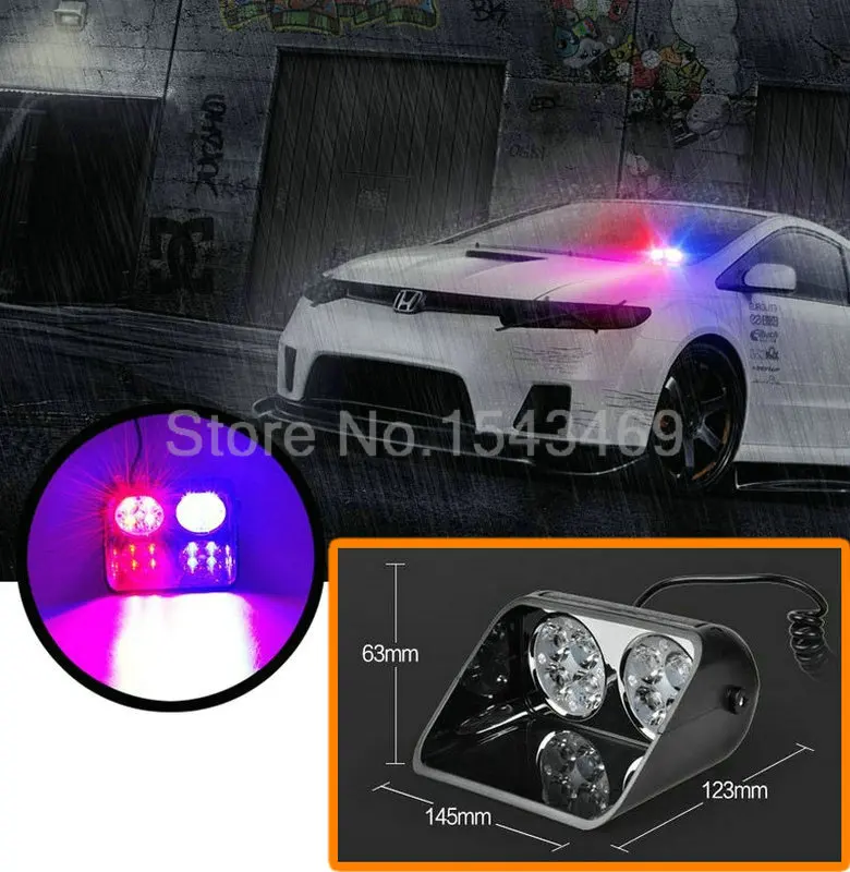 8 LED Strobe Flash Car Warning EMS Police Light Flashing Firemen Fog