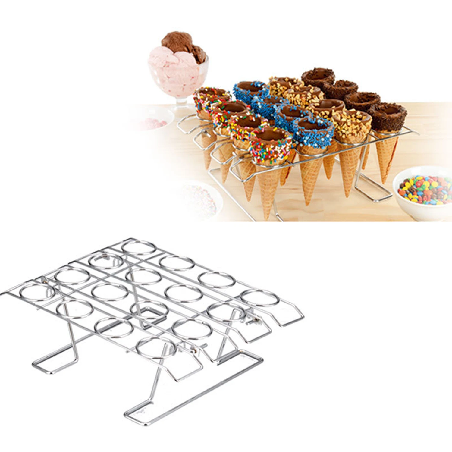 Behogar 16 отверстие мороженое конфеты акрил держатель кекс держатели конусов подставки для свадьбы детей День рождения шведского стола Дисплей