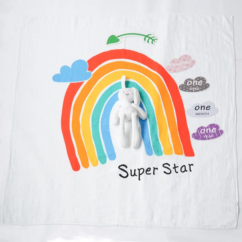 Murah Muslin Hidup Rainbow 2 Lapisan Kain Kasa Membedung Selimut Lucu Baby Wrap Newborn Fashion DIY Bayi Fotografi Tonggak Selimut