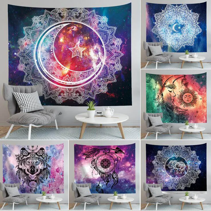 

Mystery Night Starry Polyester Pattern Tapestry Beach Throw Mat Yoga Rug Wall Hanging Gobelin Minimalist Home Decor Art