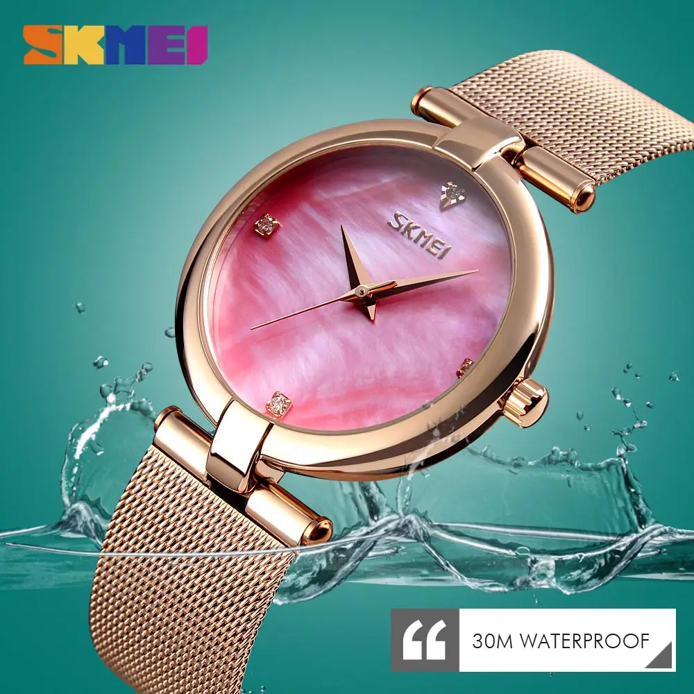 

SKMEI Fashion Luxury Watches Ladies Watch Quartz Watches Waterproof Stainless Steel Band Women Quartz Wristwatch Reloj Femenino