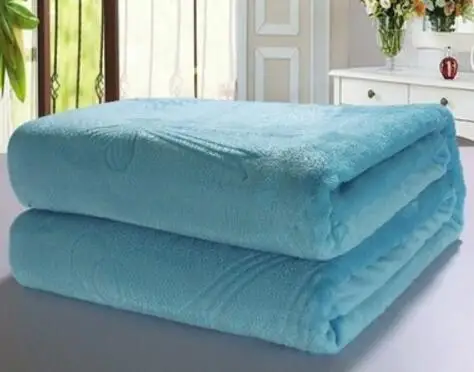 Супер теплые постельные принадлежности одеяло мягкий коралловый флис постельное белье двойной утолщаются дома зима плед дети спальный диван офис одеяло - Цвет: blue
