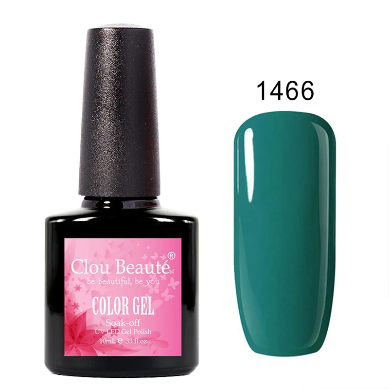 Clou Beaute, 10 мл, зеленый цвет, Гель-лак, впитывающий гель, лак, эмалированный лак, СВЕТОДИОДНЫЙ УФ-лак для ногтей, Полупостоянный УФ-Гель-лак - Цвет: 1466