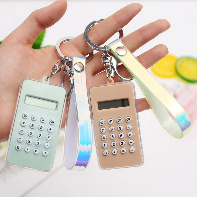 

2019 Maze Game Decompression Plastic Casing Digits Mini Calculator Keychain Gift Student Handheld Stationery PU Leather Keyring