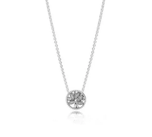 

Original 925 Sterling Silver Pan Tree Of Life With Clear Cubic Zirconia Necklaces For Women Wedding Gift Fine Diy Jewelry