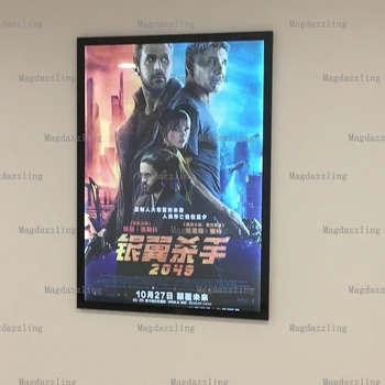 

27"x40" Cinema Indoor Wall Mounted Slimline Black Magnetic LED Lighted Up Movie Poster Frame Light Box for Home Theater