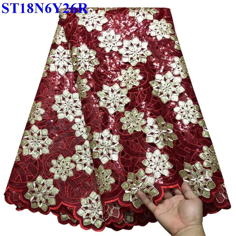 

African Organza Lace Fabric 2018 High Quality Lace Hand cut Double Organza Net Lace With Full Sequins French Mash lace XY14003