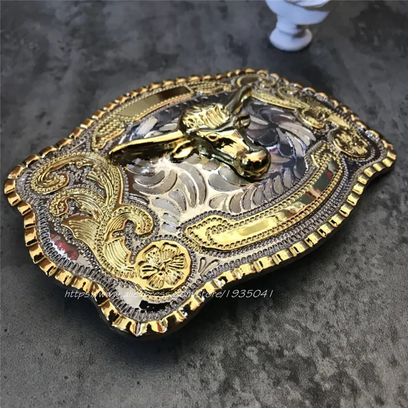 

Retail High quality Luxury Alloy Gold Belt Buckle Fashion Cowboy Bull Buckles For 4cm Wide Belt Men Jeans accessories