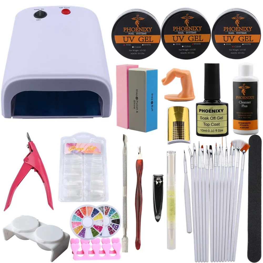 36W Nail Dryer Lamp UV Gel Nail Art Kits Manicure UV Gel Polish Set