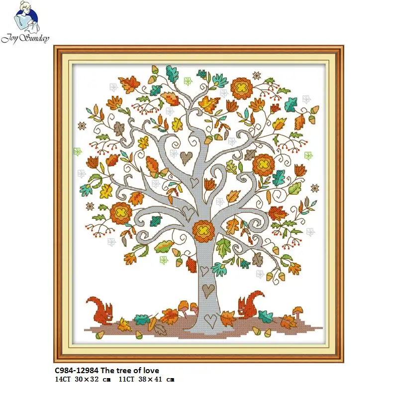 

Joy Sunday The Tree of Love Counted 11CT Printed Fabric 14CT Canvas DMC Chinese DIY Hand Cross-stitch set Embroidery Needlework