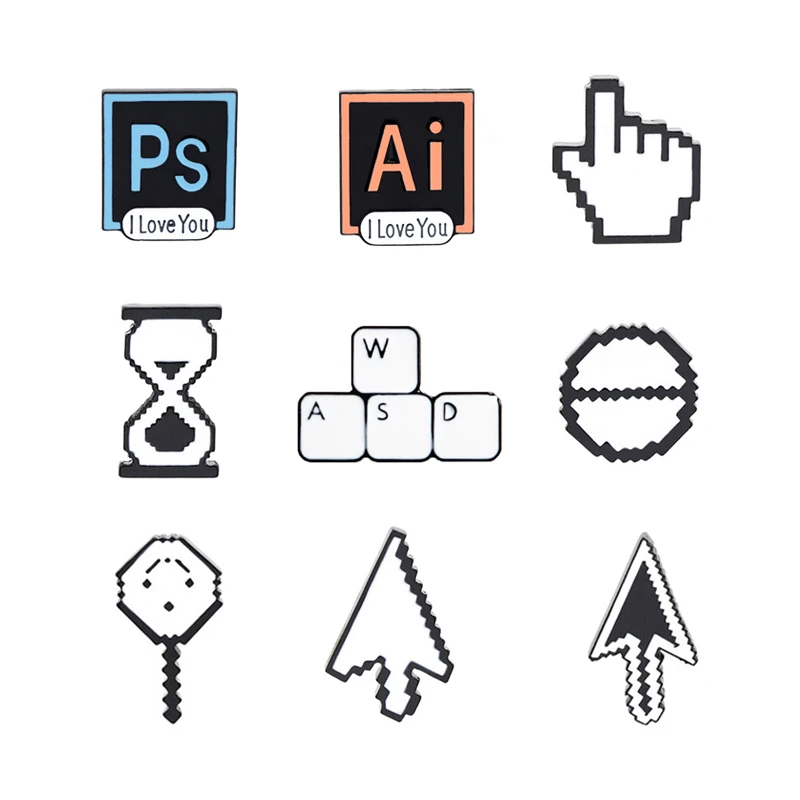 Barra de con cursores de píxeles moda, icono de teclado de reloj de arena,