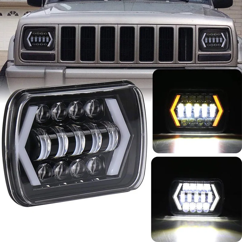 TF30 55 Вт 7x6 ''5X7 светодиодный фонарь Halo DRL для 86-95 Jeep Wrangler YJ Cherokee XJ angel eyes DRL H4 светодиодный квадратный фонарь