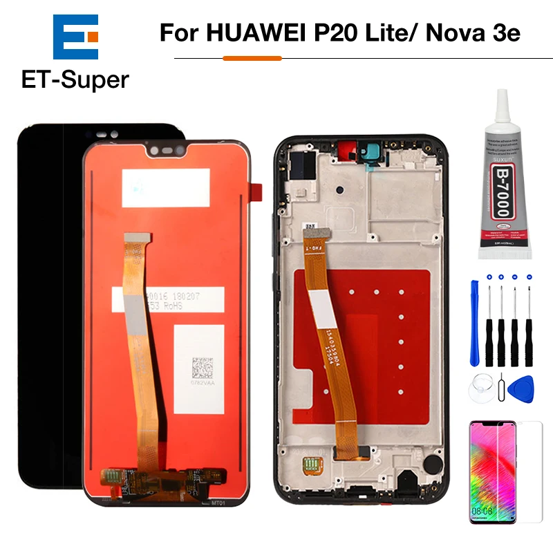 Продажа Для HUAWEI P20 Lite ЖК дисплей для HUAWEI Nova 3e ЖК дигитайзер в сборе Сенсорная панель ANE LX1 ANE LX3 замена экрана + подарок