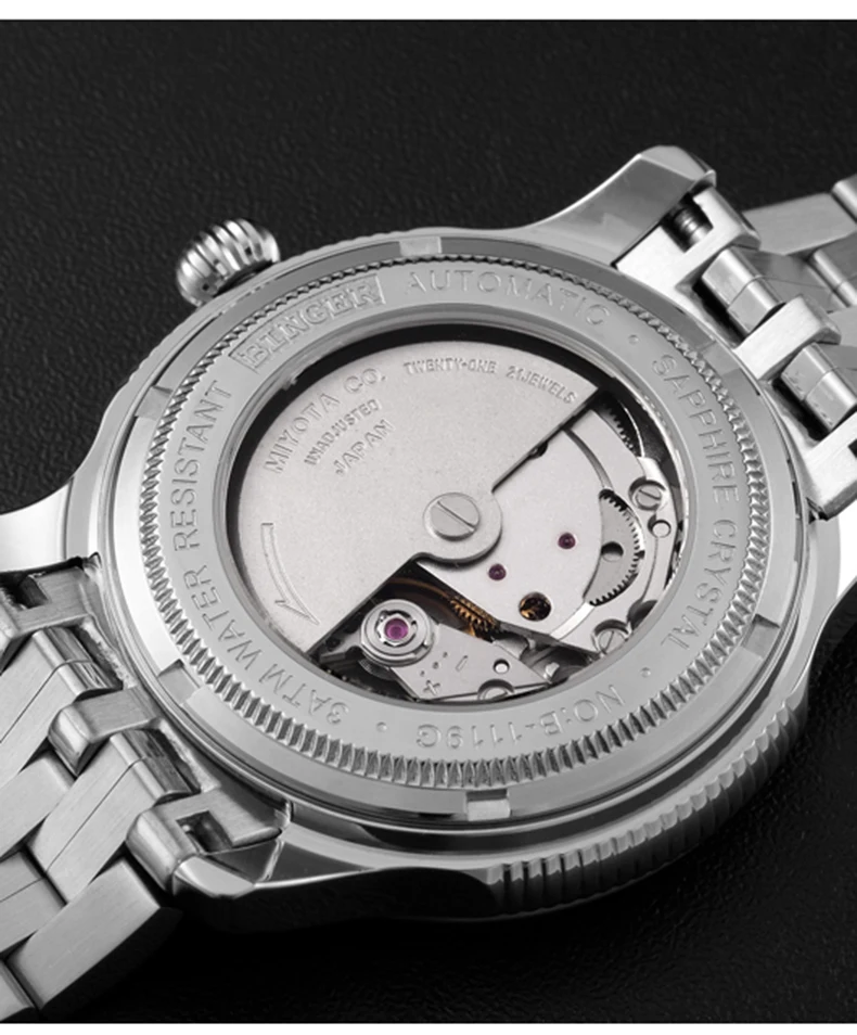 Подлинная швейцарская бренд BINGER Мужские автоматические механические часы с сапфирами сталь полый влажный Водонепроницаемый календарь