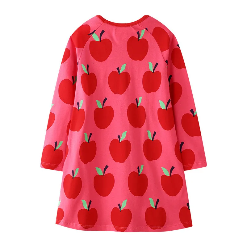 Jumping Meters Apple Dresses For Baby Girls Princess Cotton Clothing Autumn Children Costume Print Girls Dresses New Year