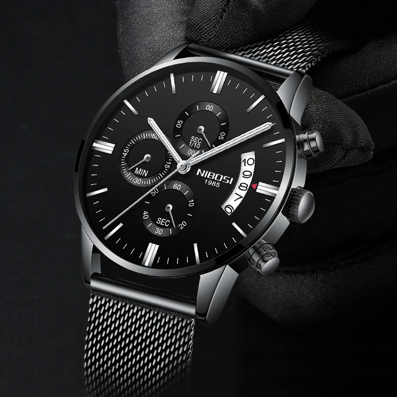 Montre Homme Marque De Luxe NIBOSI Топ Бренд роскошные часы мужские модные 2018 сетка ремешок