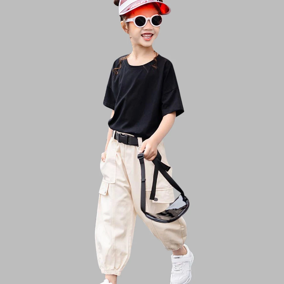 

Kids Girls Clothes Set Solid Shirt + Pants 2PCS Girls Summer Set Casual Style Teenage Children'S Summer Suits 6 8 10 12 14