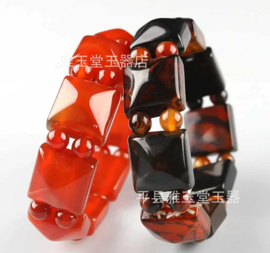 

Natural Brazil Red/Black Agate Square Bangle Men/Women 5A+*Ornaments Jade Bracelet+Free Gift Box