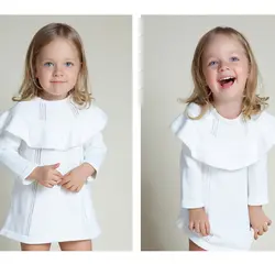 Платье-Свитер принцессы для девочек Новинка 2018 года, весенне-осеннее вязаное милое белое платье для малышей Детское платье по колено