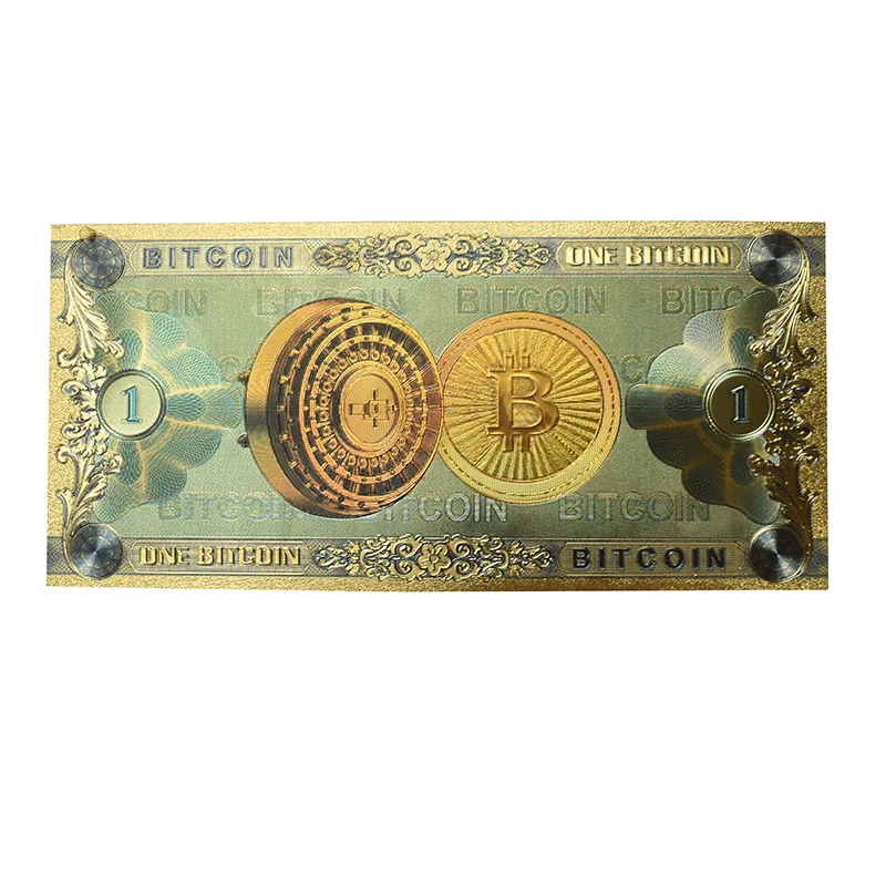 One Bitcoin Money 1 BTC Bills Collectible 24 carat gold plated 