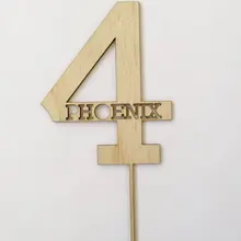 Пользовательские счастливый день рождения Возраст 4 года дерево/деревянный день рождения торт Топпер персонализированные торт Топпер День рождения украшения