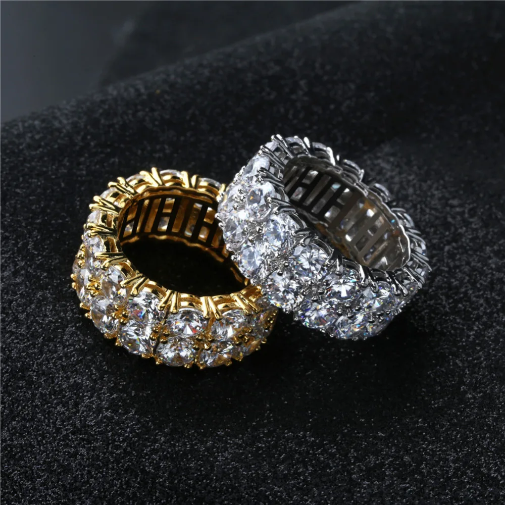 

Men's Bling Hip Hop Iced Out Gold Color Stone Rhinestone Cz Ring Luxury Women Ring Mens Fashion Finger Ring Dropshipping
