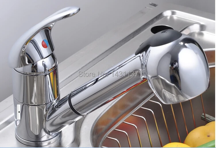 high quality single lever chrome Kitchen faucet single hole kitchen tap mixer with pull out shower