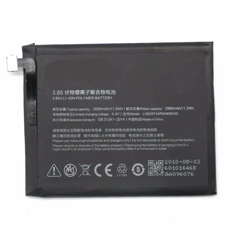 

0 Cycle 2900mAh Battery for ZTE Nubia Z11 Li3829T44P6h806435 NX531J High Quality Mobile Phone Replacement Accumulator