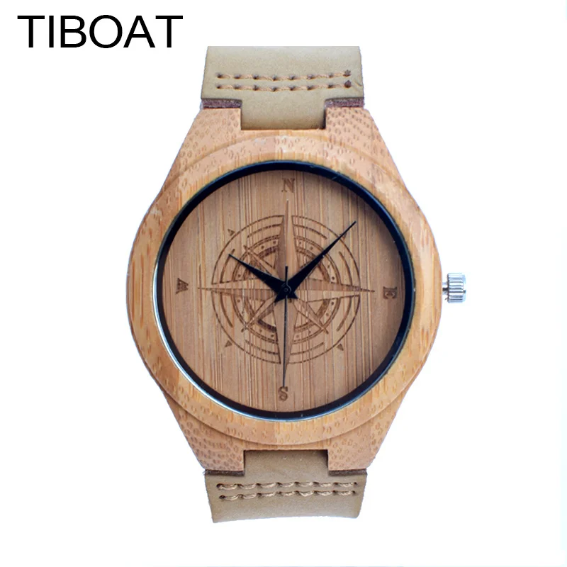 TIBOAT Real Leather Strap Men Watches Top brand Men's Bamboo Wooden Bamboo Watch Quartz With Gift Box TIBOAT Real Leather Strap Men Watches Top brand Men's Bamboo Wooden Bamboo Watch Quartz With Gift Box