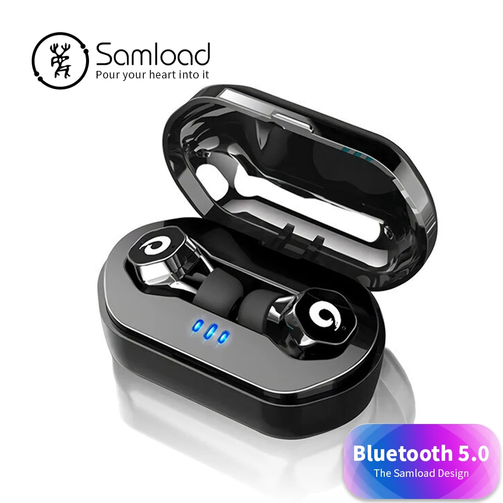 

Samload Business Bluetooth 5.0 Headphones IPX7 Touch Control Wireless Earphones F8 TWS Headset for iphone 7 8 X Xr Siri Samsung