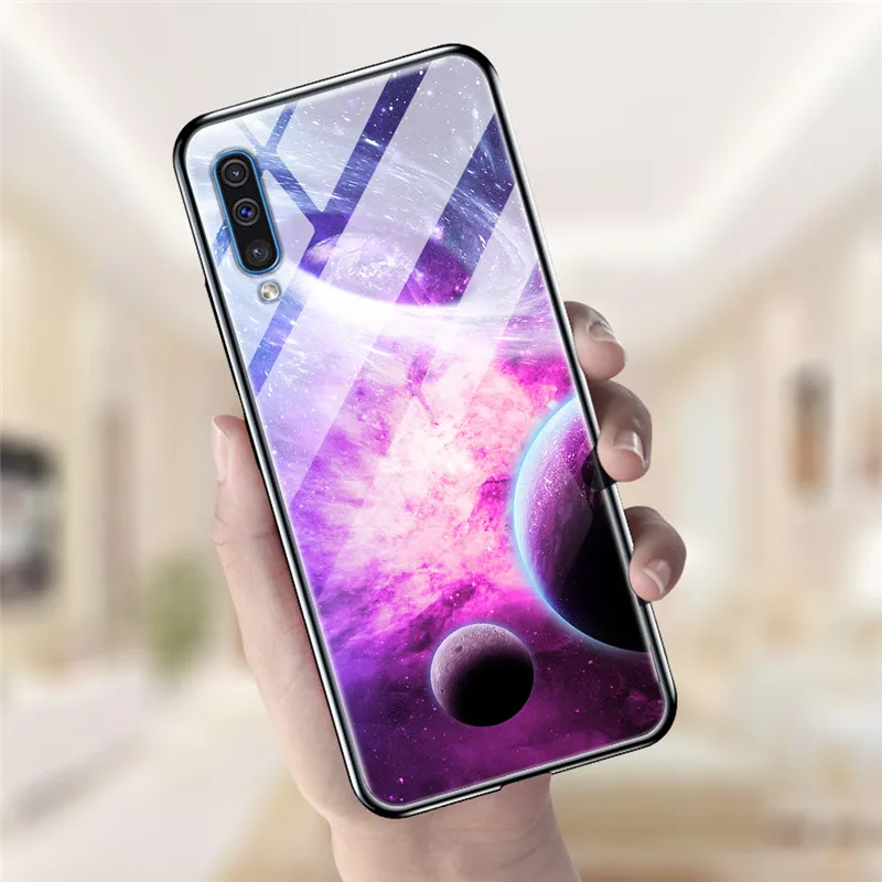 Чехол для Samsung A50 A51 чехол из закаленного стекла с изображением планеты и космоса