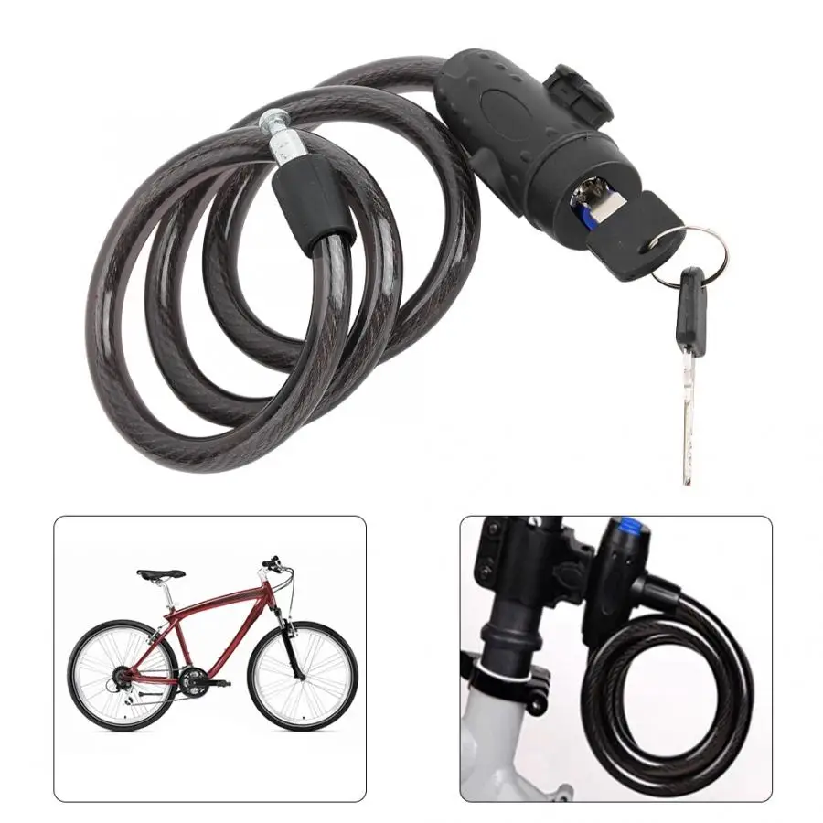 

Bike Bicycle Mountain Cycling Riding Steel Cable Lock Anti-theft Security Black safety lock