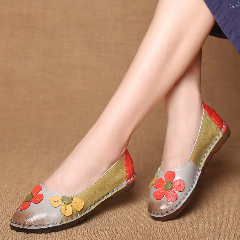 TIMETANG лето осень мода цветочный дизайн круглый носок разноцветные туфли на плоской подошве винтажные женские туфли из натуральной кожи на плоской подошве Лоферы для девочек