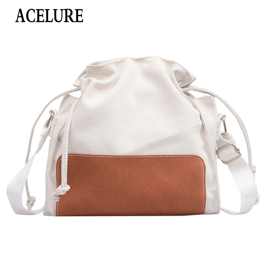 

ACELURE New Women's Shoulder Bag Canvas Handbag Messenger Bag Mini Crossbody Bags for Girls Ladies Bucket Bag High Quality Totes