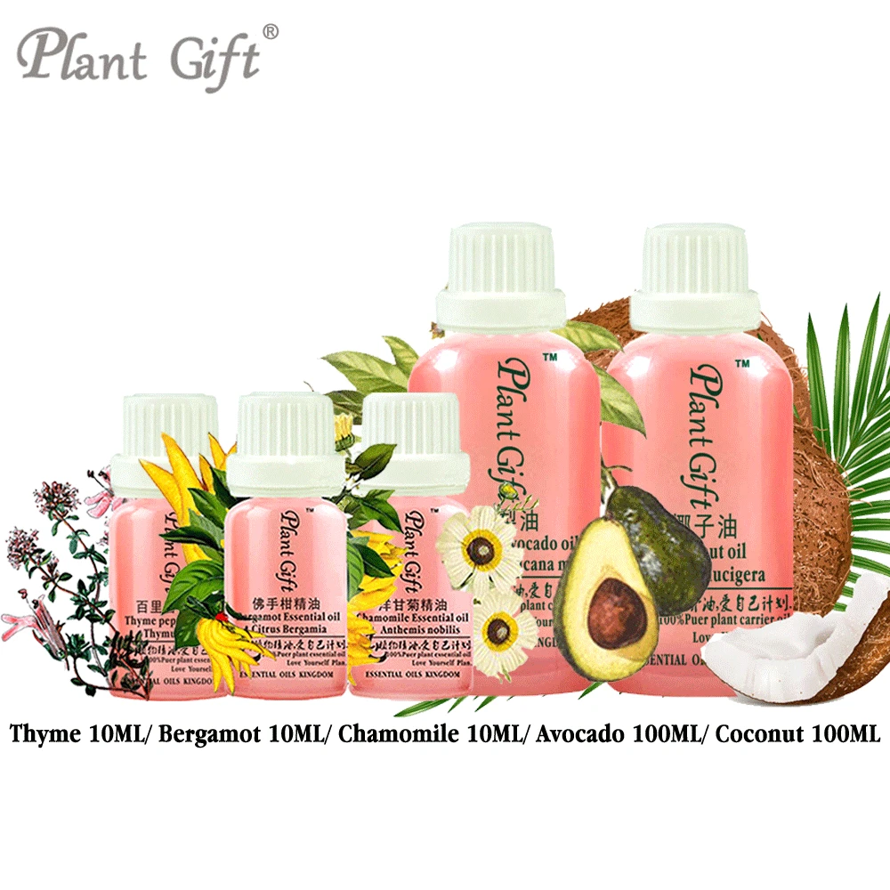 

100% Pure Plant Essential Oils Thyme / Bergamot / Chamomile / Avocado / Coconut Oil Spanish Imports Antibacterial Help Digestion