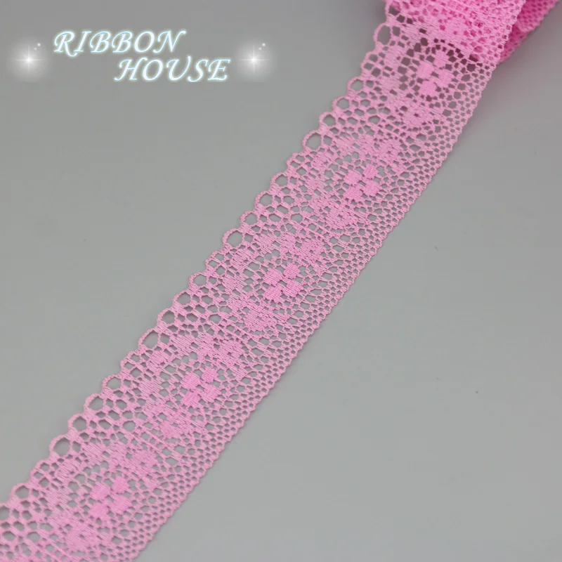 5 ярдов/рулон) 40 мм белая кружевная ткань тонкая лента для украшения упаковочный материал - Цвет: Розово-красный