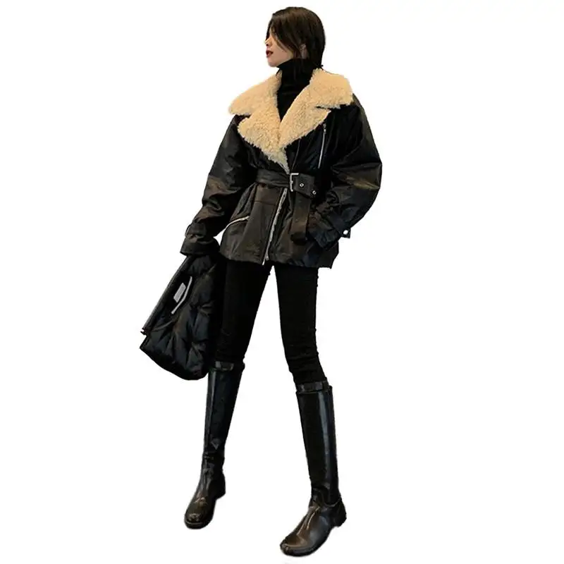 Женская осенне зимняя куртка из искусственной овечьей шерсти Толстая теплая