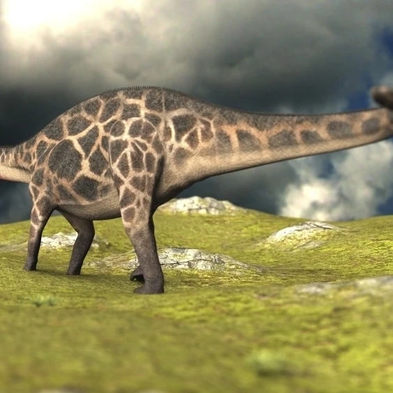 Dicraeosaurus walking across a field Poster Print (37 x 21)