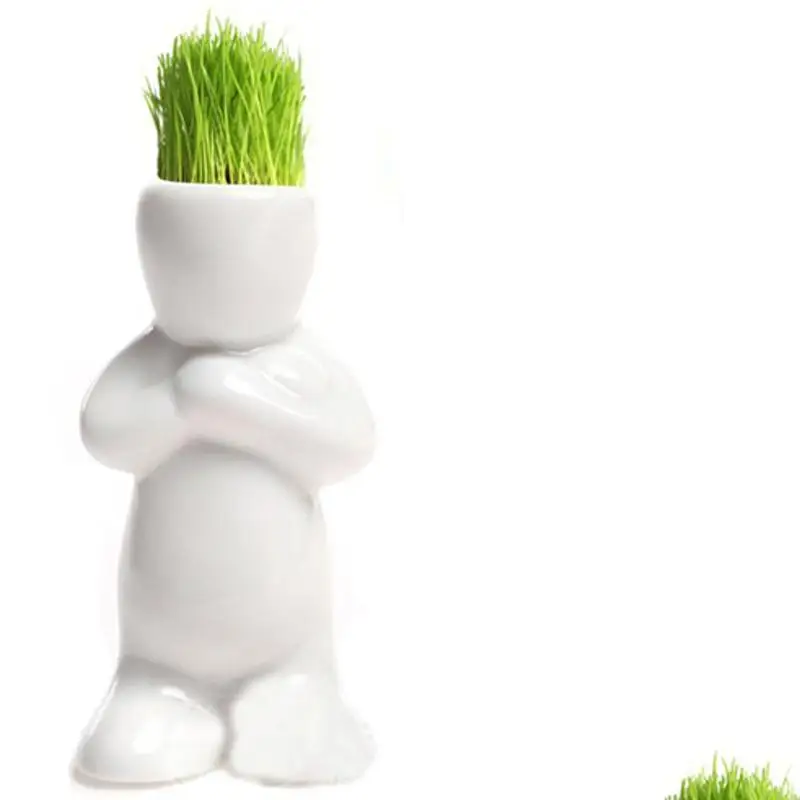 Мини керамическая фарфоровая бонсай фигурка для выращивания травы волос человек растение стол украшения офисный Настольный для обучения украшения - Цвет: Standing