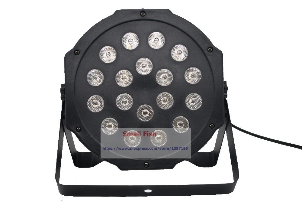 

Hot selling 18*1W Led Stage Light RGB Flat LED Par Can Lights With DMX512 Strobe Laser Effect Professional Lighting Equipments