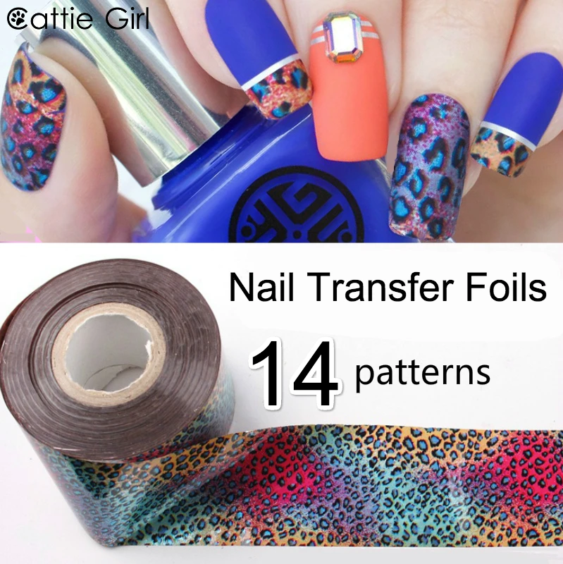 14 Patterns Holographic Nail Foils Glitter Foils Nail Art Transfer Foil