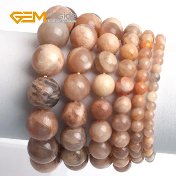 

Gem-inside 7.5inch Women Jewelry Sunstone Beads DIY Beads Bracelets For Women Trinket Gift Elastic Cord Men Bangle For Man gift