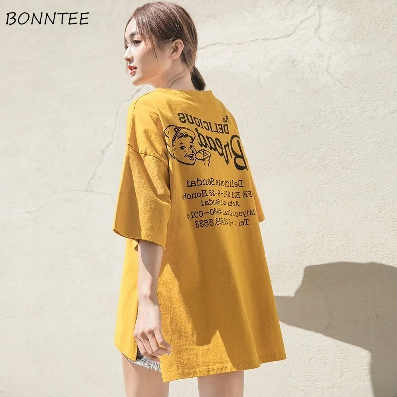 

T-shirts Women Printed Kawaii O-Neck Korean Style Loose 2019 Chic Womens Streetwear Hip Hop Clothing Female Trendy Students Chic